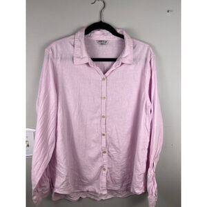Women's Orvis Pink Linen Blend Button Down Shirt XL